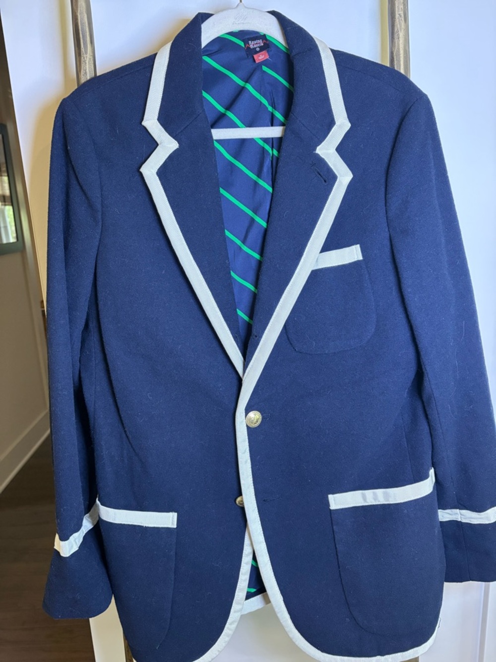 Rowing Blazers Navy Blazer with White Trim and Gold Buttons